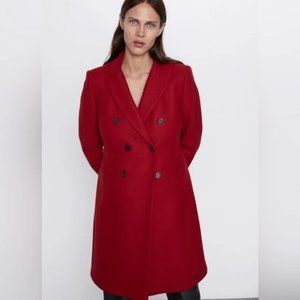 COPY - ZARA TAILORED DOUBLE BREASTED RED BURGUNDY COAT